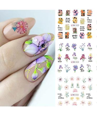 White Flower Nail Art Stickers - Spring/Summer Water Transfer Decals for Acrylic Nails - 12 Sheets - Buy Online on GoSupps.com