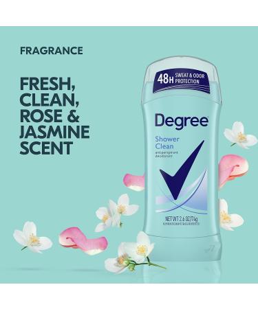 Degree Original Antiperspirant Deodorant Shower Clean 48-Hour Sweat & Odor Protection Antiperspirant for Women 2.6 oz rose and jasmine blended with delicate fruit 2.6 Ounce (Pack of 1) - Buy Online on GoSupps.com