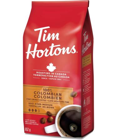 Tim Hortons 100% Colombian Fine Grind Coffee Medium Roast Made with 100% Arabica Beans 652g Bag Coffee Colombian 652 g (Pack of 1) - Buy Online on GoSupps.com