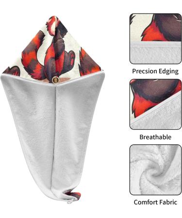 Seamless Red Raccoon Hair Towels 2 Pack - Super Absorbent Quick Dry Hair Turbans for Women & Girls - Buy Online on GoSupps.com