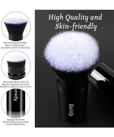 Makeup Brush Kabuki Face Brushes Retractable Travel Blush Brush Portable Flawless for Foundation Powder Blush Bronzer Buffing Liquid Cream Cruelty Free with Cover(Flat-Head) - Buy Online on GoSupps.com