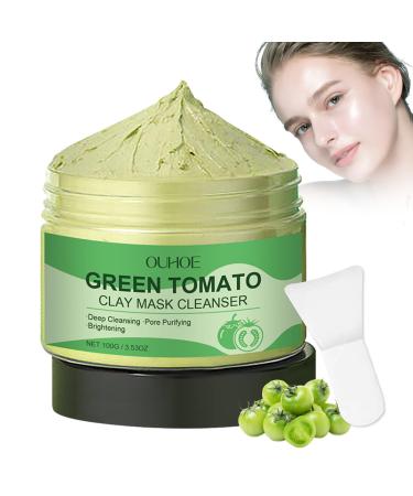 Henjunu Green Tomato Clay Mask Korean Face Mask Facial Clay Mask for Cleansing Pores and Reducing Acne and Blackheads 100g