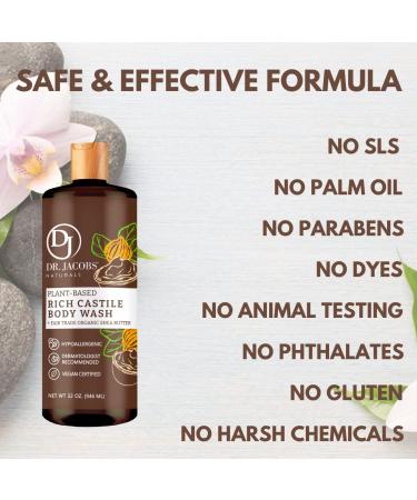 Dr Jacobs Naturals Shea Butter Body Wash - 32oz | All-Natural, Plant-Based, Sulfate-Free | Nourishing and Gentle Formula - Buy Online on GoSupps.com