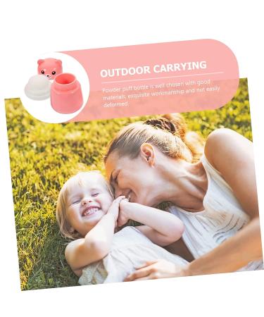 Pink Powder Puff Box for Newborns - Fluffy Body Powder Holder for Infants - Talcum Powder Bottles for Home Use - 10X7CM - Buy Online on GoSupps.com