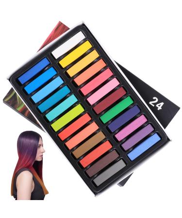 Hair Chalk 24 Colors Temporary Hair Dye Safe Hair Chalk for Kids Washable Temporary Hair Colour Pen Colorful Gifts Great Toy for Kids & Adults Halloween Carnival Cosplay Party Hair Chalks