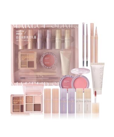 ICE LOVE All in One Makeup Set Full Kit 11 Pieces Professional Makeup Gift Set for Women Girls include Lip Gloss Eyebrow Eyeliner Eyeshadow Blush BB Cream (01)