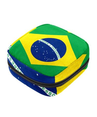 Menstruation pad bag with zipper women's napkin bag tampons collective bags for women and girls (flag of Brazil)