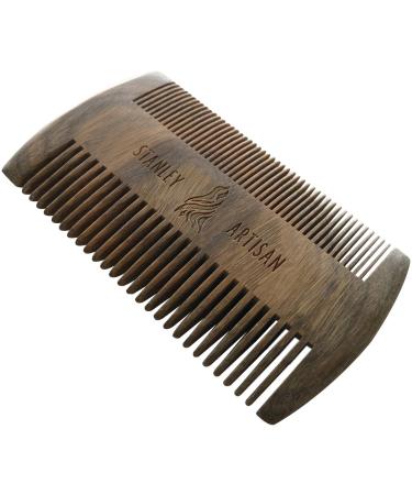 Beard Comb - Handmade Natural Sandalwood Fine and Medium-Toothed Beard Comb by Stanley Artisan