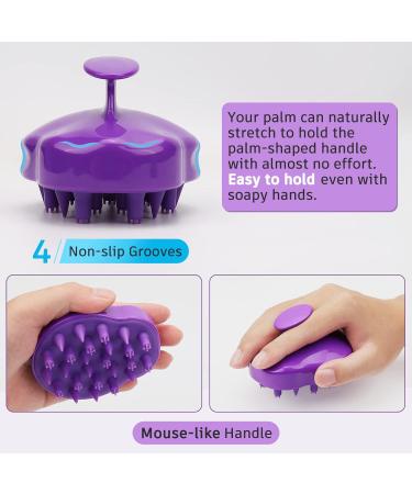 Fretech Purple Scalp Massage Brush - 2 Silicone Bristle Types for Sensitive Scalps Deep Cleaning and Hair Growth Stimulation - Buy Online on GoSupps.com