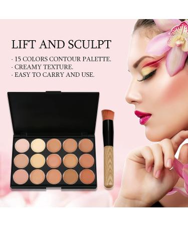 Vtrem 15 Colors Contour Palette Kit - Camouflage Concealer & Eyeshadow Makeup Set with Powder Brush - Perfect Christmas Gift - Buy Online on GoSupps.com