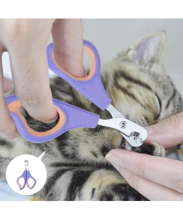 Cat Nail Clipper 1PCS Cat Claw Clipper Non-Slip Cat Claw Clippers with Positioning Hole Professional Circular Cut Hole Cat Nail Trimmer Avoid Over Cutting Pet Nail for Guinea Pigs Puppies Purple Pink - Buy Online on GoSupps.com