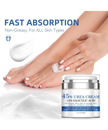 Urea Cream 45% with Salicylic Acid 2% - Intense Moisturizer for Dry Cracked Feet & Hands | Nourishing Foot Cream 1.7 fl.oz - Buy Online on GoSupps.com