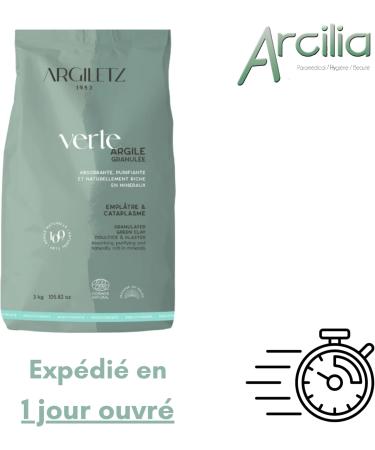  ARCILIA Argiletz - Set of 6 - Green Crushed Clay 3 kg - Poultices Plasters Clay Baths - Clay Care - Buy Online on GoSupps.com