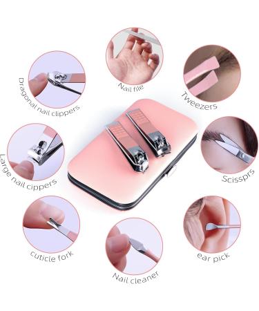 RedFlow 8-in-1 Manicure Set - Professional Nail Clippers for Travel & Home Use - Fingernail & Toenail Tools (Pink - Buy Online on GoSupps.com