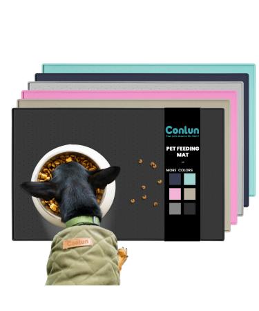 Conlun dog feed mat cats of food mat non -slip design 100% waterproof pet lining matt increased edge to avoid leakage of water or food dishwasher -proof 48 x 38 black - Buy Online on GoSupps.com