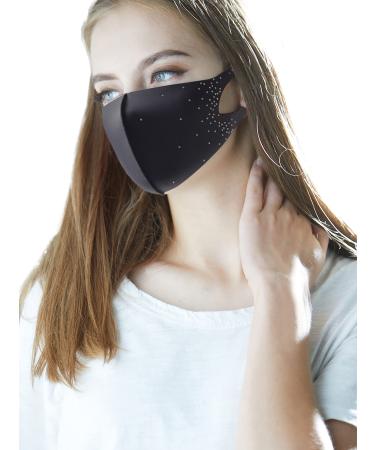 LOOKA | Protective Fashion Crystal Mask | Washable and Reusable | Comfortable | AG Planeta Black (Small Medium)