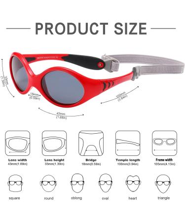 DUCO Baby Polarized Sunglasses for Newborn Toddler 0-24 Months | UV Protection Infant Sunglasses 0-2 Years | Red Frame with Strap | Flexible & Safe for Eyes - Buy Online on GoSupps.com
