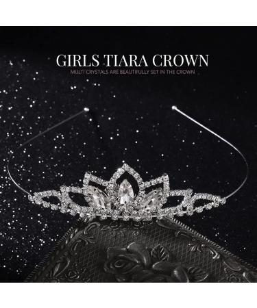 Silver Crystal Tiara Crown - Girls & Women's Rhinestone Birthday Headband for Parties - Buy Online on GoSupps.com
