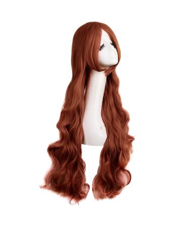 MapofBeauty 32 Fashion Long Curly Ginger Orange Anime Wig with Side Bangs - Perfect Cosplay Accessory - Buy Online on GoSupps.com