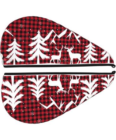 Quick-Drying Hair Towel Wrap Turban - Christmas Buffalo Plaid | Ideal Hair Drying Solution - Buy Online on GoSupps.com