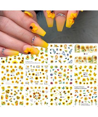 DIY Manicure Water Transfer Decals Floral Bee Spring Sumer Simple Flowers Nail Stickers Sunflowers - Buy Online on GoSupps.com