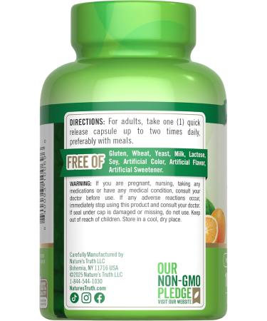 Nature's Truth Vitamin C 1000mg | 100 Capsules | with Wild Rose Hips & Bioflavonoids | Non-GMO & Gluten Free Supplement - Buy Online on GoSupps.com