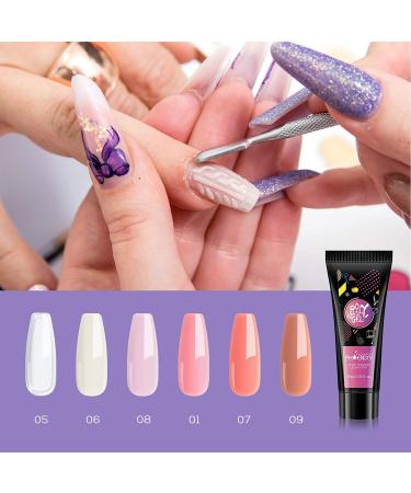 Phoenixy Poly Nail Extension Gel Kit - 6 Colors with 36W UV/LED Nail Lamp - All-in-One Manicure Starter Set - Buy Online on GoSupps.com