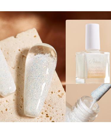 White Nail Polish - Glitter Nail Polish - Glitter Nail Varnish Quick Dry - Shiny Sparkly Nail Varnish - Breathable Nail Polish - French Manicure Nail Polish for Women Girls Nail Art - Buy Online on GoSupps.com