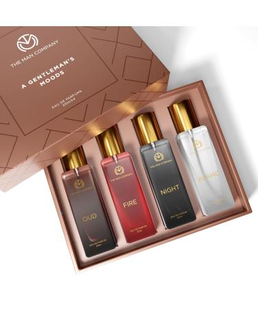 The Man Company Specially Curated Perfume Gift Set for Men 4 * 20ml - A Gentleman s Moods | Premium Long-Lasting Fragrance | Luxury EAU DE Parfum | Night for Date |Blanc for Office|Fire for Party