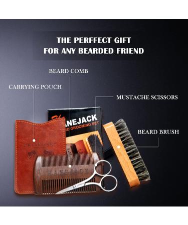 MANEJACK Boar Bristle Beard Brush & Comb Kit with Mustache Scissors - Beard Care Set for Grooming & Styling with Added Shine & Softness - Buy Online on GoSupps.com