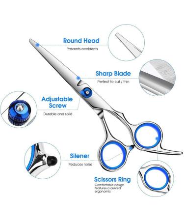 WUWYOUWL Pet Grooming Scissors & Accessories for Cats & Dogs - Hair Cutting & Ear Cleaning Clips (Blue) - Buy Online on GoSupps.com