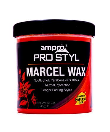 AmPro Marcel Wax - Gives All Hair Types Long Lasting Hold - Rinses Out Easily without Any Buildup or Residue and Protects Tresses from Heat - Unscented Formula with No Alcohol or Parabens - 12 oz