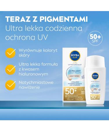  NIVEA SUN NIVEA SUN Ultra Light Daily Fluid Light Foundation SPF50+ 40 ml - Buy Online on GoSupps.com