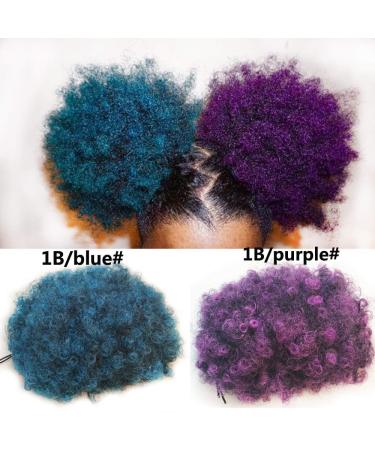 Synthetic Puff Afro Curly Hair Extensions - Black Purple Drawstring Ponytail for Women | Short Hair Bun | 3 Pcs - Buy Online on GoSupps.com