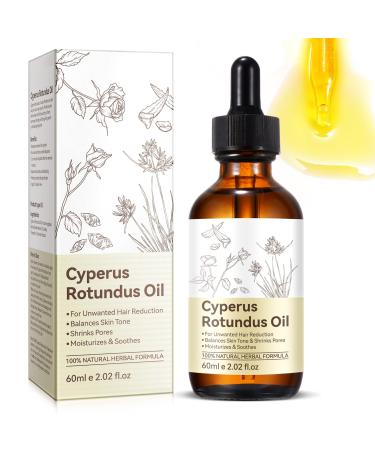 Cyperus Rotundus Oil Natural Cyperus Rotundus Oil for Hair Removal Reducing Body Hair Growth Smooth Skin & Hair Removal Shrink Pores Soothing & Gentle Suitable for All Skin Types 60ml
