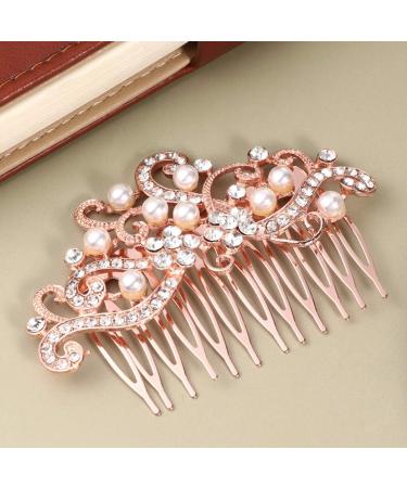 Lurrose Bridal Veil Wedding Hair Side Comb Vintage Bridal Hair Comb Hair Pieces Hair Accessory for Women (Rose Gold) Bridal Hair Clip - Buy Online on GoSupps.com