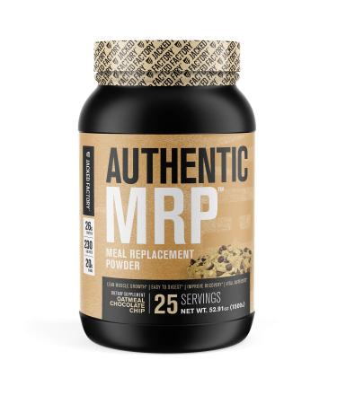 Authentic MRP Meal Replacement Powder - Healthy Shake for Lean Muscle Growth w/Grass Fed Whey Protein Isolate, Complex Carbohydrates, MCT Healthy Fats - Whole Food Supplement, Oatmeal Choc Chip Oatmeal Chocolate Chip 25 Se…