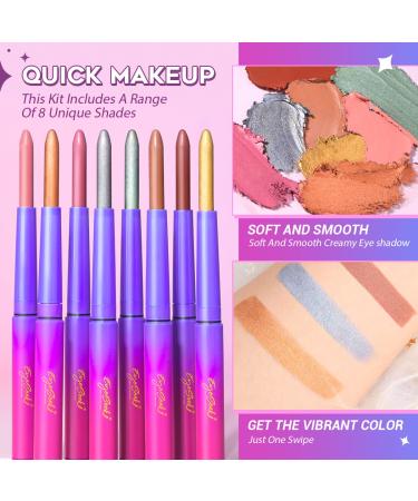 EYESEEK 8PCS Cream Eyeshadow Stick Set - Waterproof & Long Lasting Eye Brightener Pencil Crayon Sticks - Neutral Matte Shades - Hypoallergenic Eye Shadow Stick Set - Buy Online on GoSupps.com