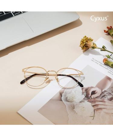 Cyxus Cat Eye Blue Light Filter Glasses for Women Vintage Round UV400 Anti-Blue Light Fashion Stylish Gold Metal Design - Buy Online on GoSupps.com