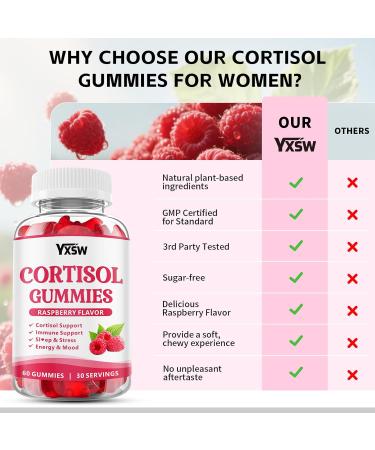 Cortisol Supplements Gummies for Women Sugar-Free Cortisol Gummies with Magnesium Glycinate Ashwagandha Rhodiola Rose for Relaxation Focus Zzz Support Raspberry Flavor 60 Count 60 Count (Pack of 1) - Buy Online on GoSupps.com