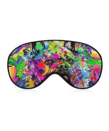 LynaRei Abstract Colored Dog Sleep Mask Animal Face Watercolor Pet Pattern Blindfold for Sleeping Elastic Blackout Eye Mask Cover for Full Night's Sleep Travel and Nap