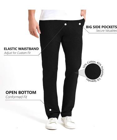 Men's Tall Yoga Sweatpants Open Bottom Joggers with Pockets - Long Inseam 34/36/38/40 - X-Large Black - Buy Online on GoSupps.com