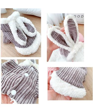 ANIAC Small Dog Bunny Ears Hoodie Cat Rabbit Outfit | Small Grey-2 Winter Jacket for Pets - Buy Online on GoSupps.com