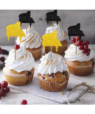 Piano Cupcake Toppers Piano Birthday Cupcake Toppers Music Themed Dessert Picks Musician/The Pianist Birthday Party Decoration - Black & Gold Glitter - Buy Online on GoSupps.com