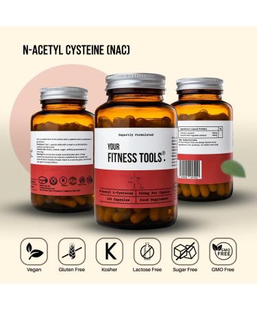 Your Fitness Tools Vegan NAC Supplement 500mg | N-Acetyl-Cysteine Amino Acid | 120 Capsules with High Bioavailability | Providing Non Toxic Stable Form of L-Cysteine | Made in The UK - Buy Online on GoSupps.com