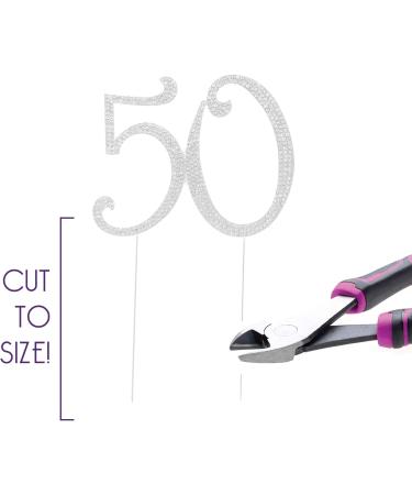 50 Cake Topper for 50th Birthday or Anniversary - Rhinestone Metal Party Decoration (Silver) - Buy Online on GoSupps.com