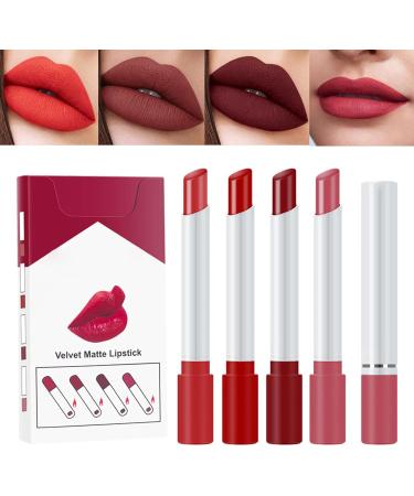 4 Pcs Velvet Matte Lipstick & Lip Gloss Set - Long Lasting, Waterproof Makeup Gift for Women (Set 06) - Buy Online on GoSupps.com