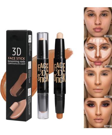 2-in-1 Dual Head Contour Stick Highlight and Contour Stick Long Lasting Waterproof Contour Stick Set (01) - Buy Online on GoSupps.com