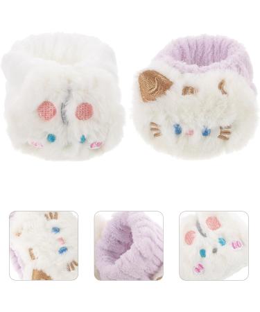 iplusmile Lot de 4 Bracelets de Poignet en Tissu Polaire Absorbant Taille Unique Blanc Motifs Chat et Lapin Bande Anti-humidit pour Lavage du Visage et Soins Peau Accessoires Maison - Buy Online on GoSupps.com