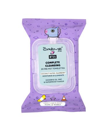 The Cr me Shop BT21 MANG Complete Cleansing Towelettes - Coconut Water & Raspberry (20 Pre-Wet Towelettes)